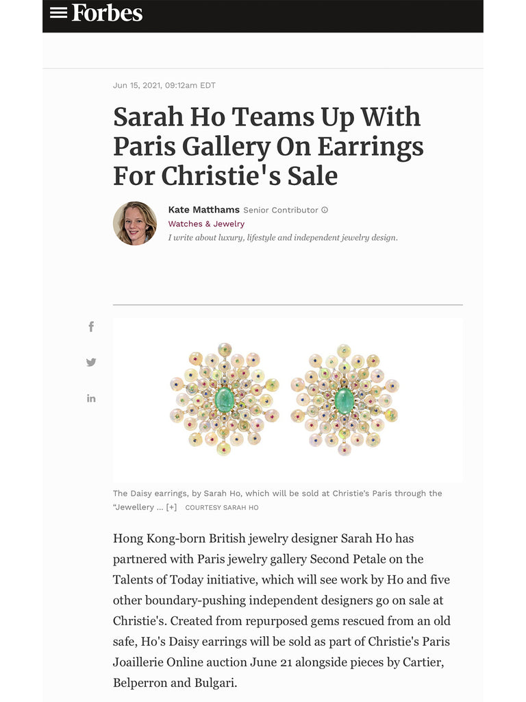 Forbes Article - Sarah Ho at Christie's with Second Petale